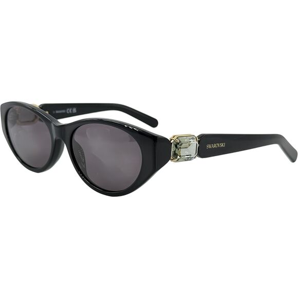 Swarovski SK0350 Womens Plastic Sunglass 01A Shiny Black 55-17 Gray Lens w Case - Picture 1 of 5
